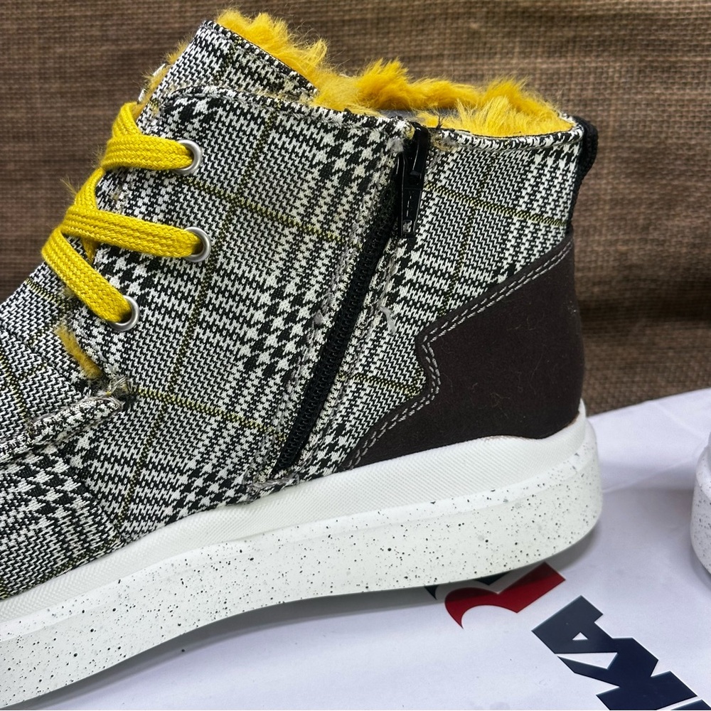 Romika Helsinki black & yellow plaid high hi top sneakers boots sz‎ 8 - Picture 5 of 11